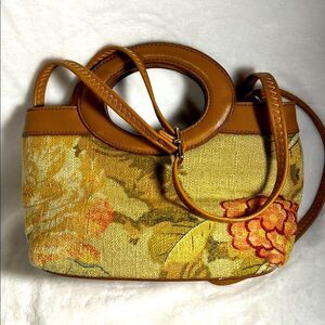 Fossil Tan and Brown Floral Shoulder Bag